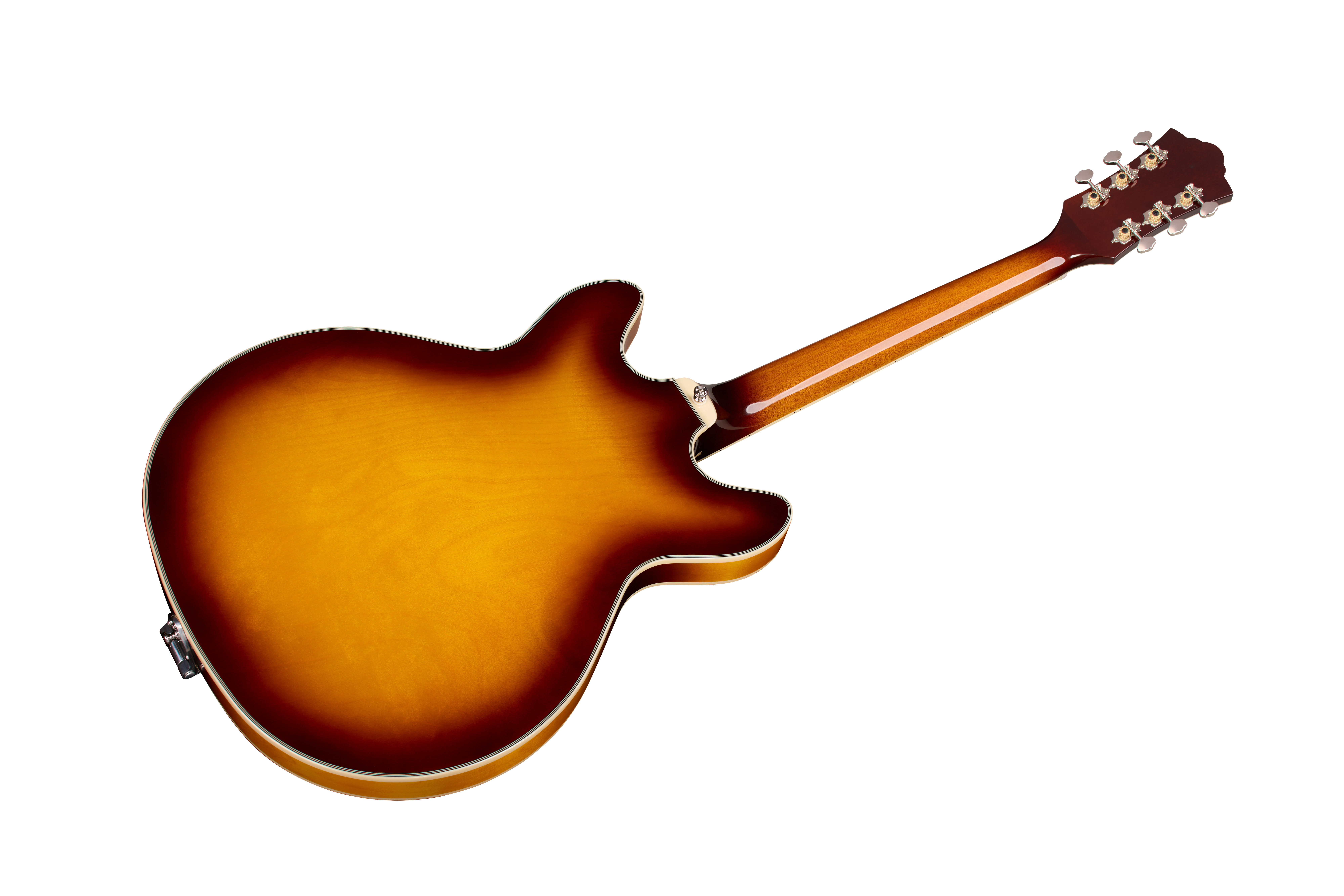 Halbakustikgitarre, E-Gitarre, Sunburst-Finish, Doppel-Cutaway, sechs Saiten